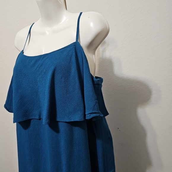 J. Crew Blue Sundress with Ruffled Tiered Design and Spaghetti Straps - Picture 5 of 8